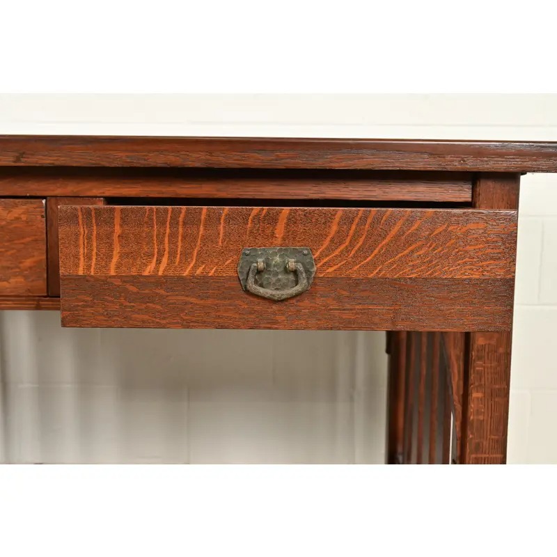 Imperial Furniture Grand Rapids Antique Mission Oak Arts & Crafts Writing Desk or Library Table, Newly Refinished - Image 7