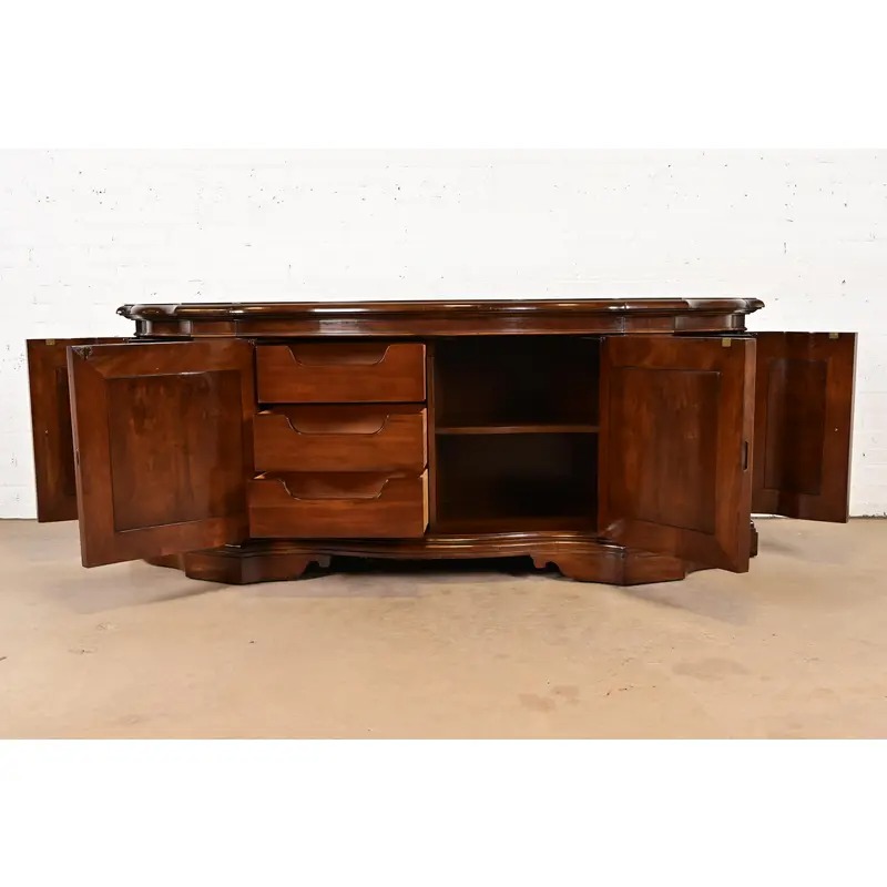 Karges French Regency Louis XVI Burled Walnut Sideboard or Bar Cabinet - Image 7