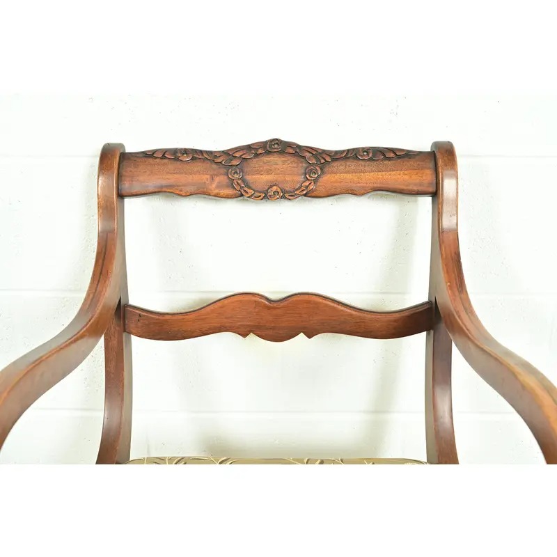 Kindel Furniture Style Regency Carved Solid Mahogany Dining Chairs, Set of Six - Image 7