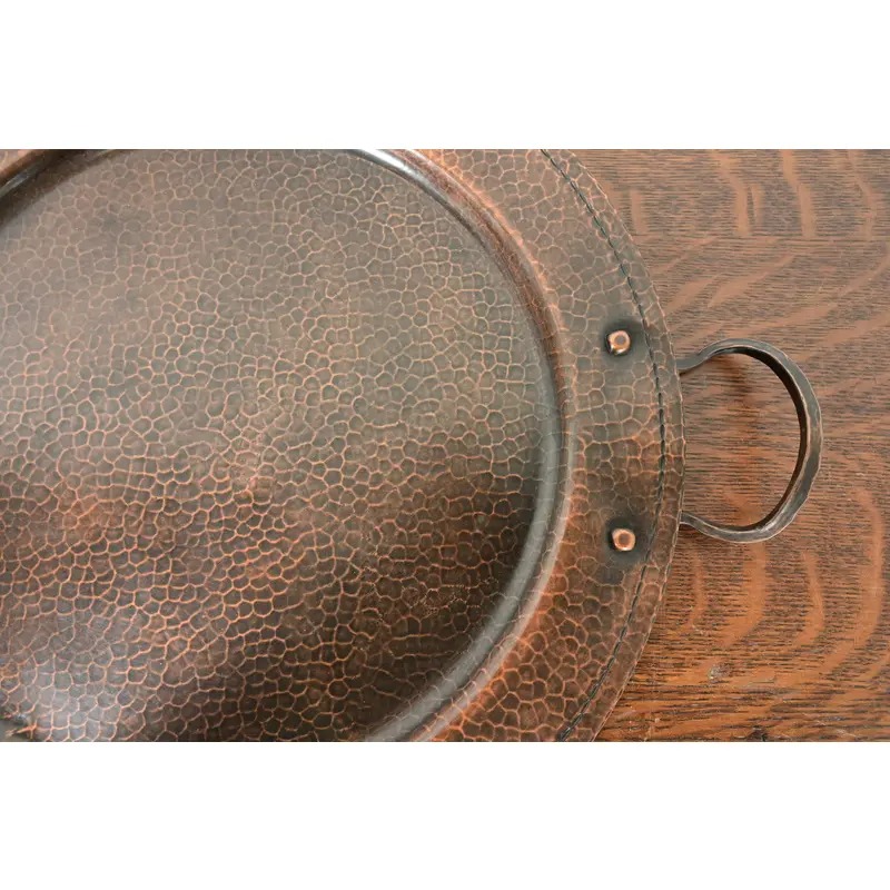 Roycroft Arts & Crafts Hammered Copper Handled Large Serving Tray, Circa 1920s - Image 7
