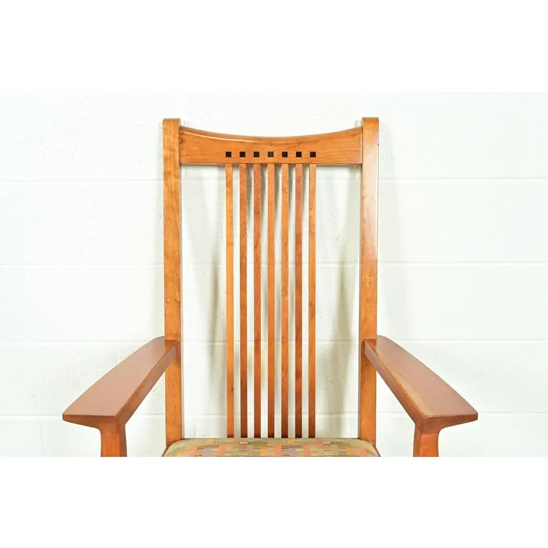 Stickley Arts & Crafts Cherry Wood High Back Spindle Dining Chairs, Set of Six - Image 7