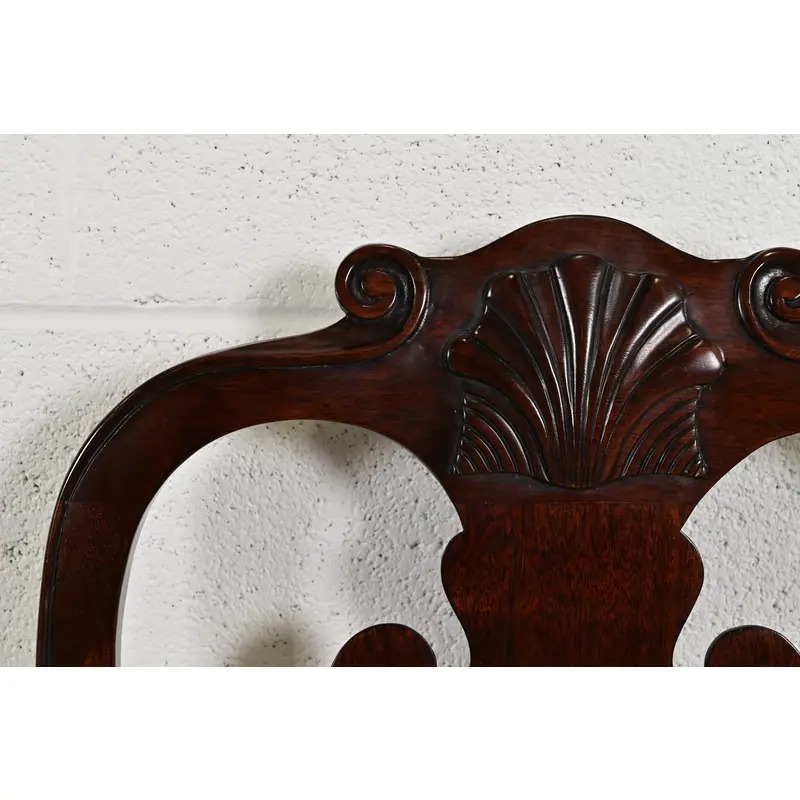 Stickley Queen Anne Carved Solid Mahogany Dining Chairs, Set of Six - Image 7