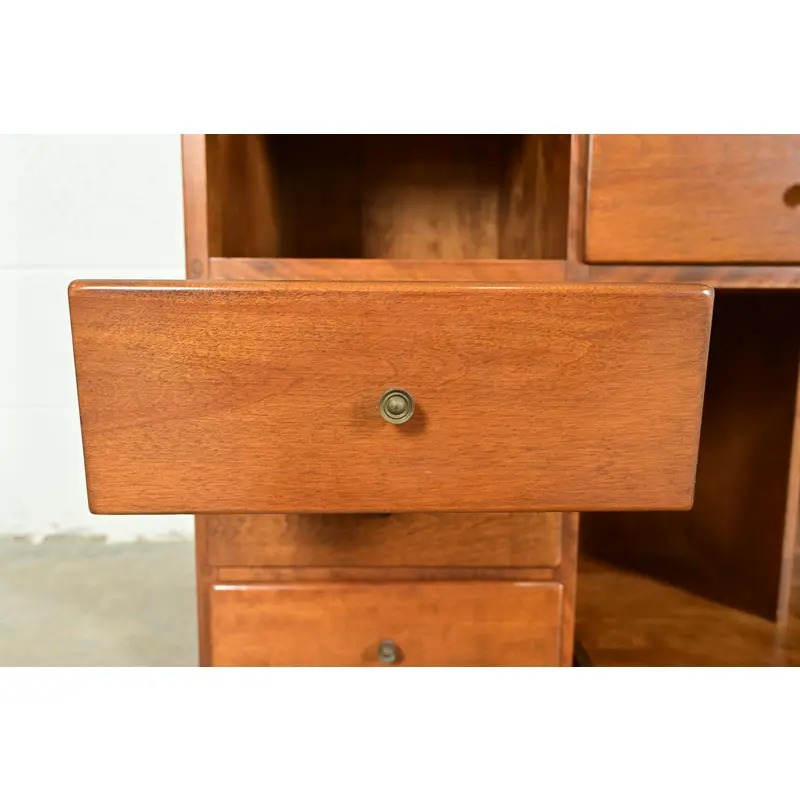 Ethan Allen American Colonial Solid Maple Secretary Desk Hutch Top or Wall Unit, Circa 1970s - Image 8