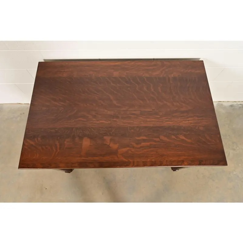 Imperial Furniture Grand Rapids Antique Mission Oak Arts & Crafts Writing Desk or Library Table, Newly Refinished - Image 8