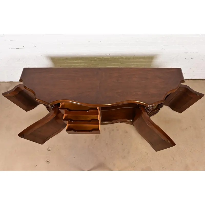 Karges French Regency Louis XVI Burled Walnut Sideboard or Bar Cabinet - Image 8