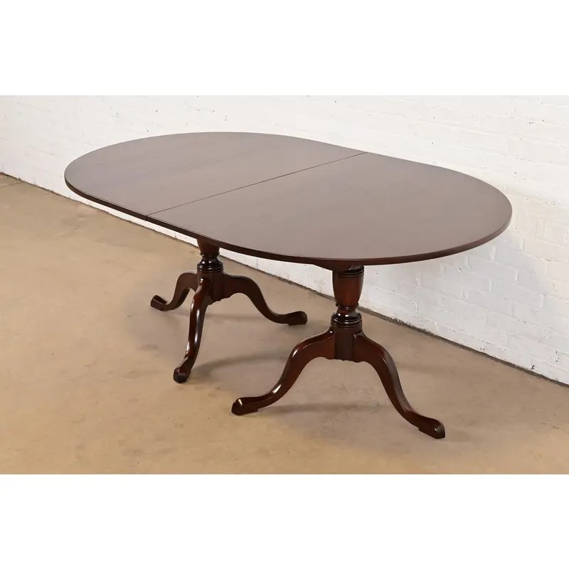 Kittinger Georgian Solid Mahogany Double Pedestal Extension Dining Table, Newly Refinished - Image 8