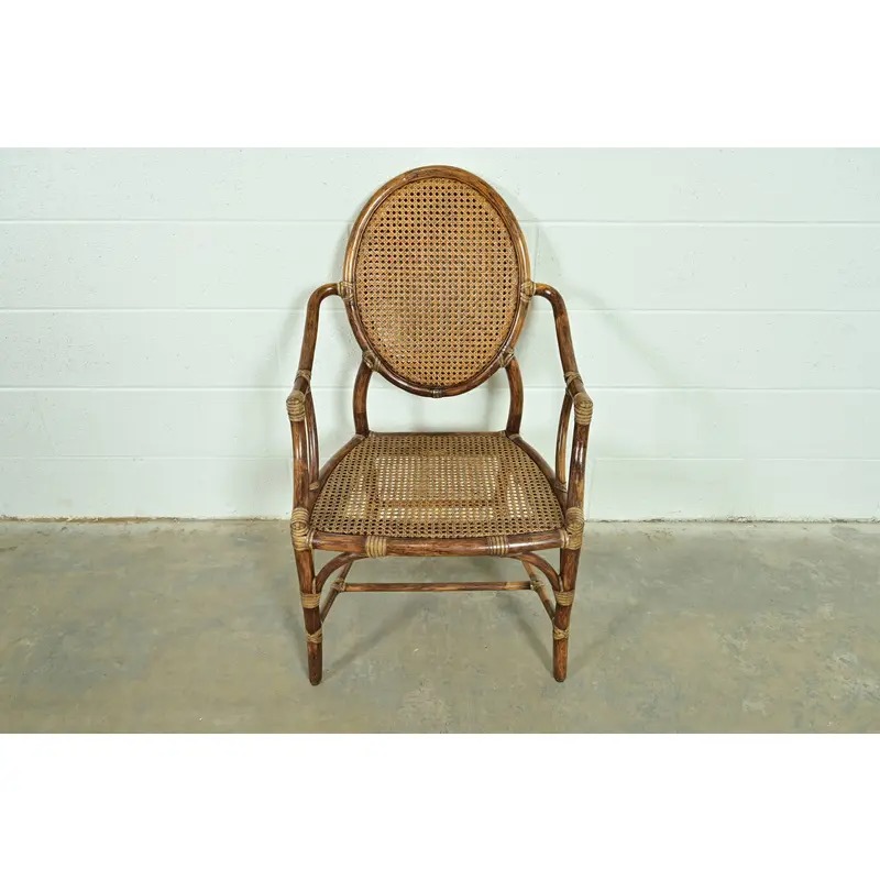 McGuire Hollywood Regency Organic Modern Bamboo and Cane Armchairs, Pair - Image 8