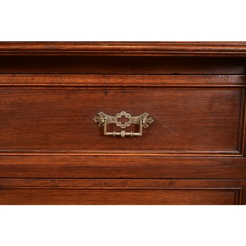 R. J. Horner Style Antique Victorian Carved Walnut Marble Top Buffet Server or Dresser, Circa 1880s - Image 8
