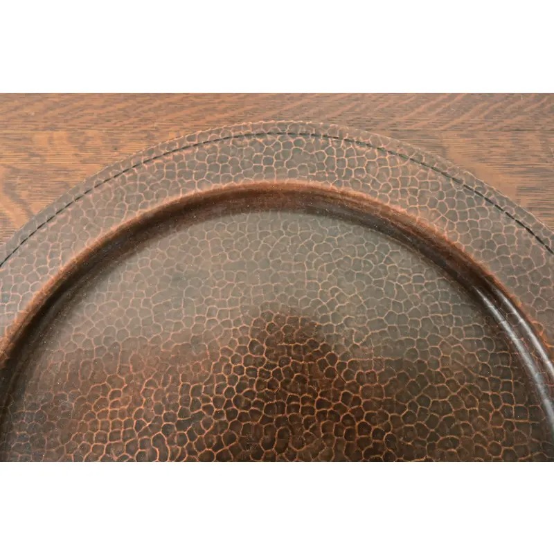 Roycroft Arts & Crafts Hammered Copper Handled Large Serving Tray, Circa 1920s - Image 8