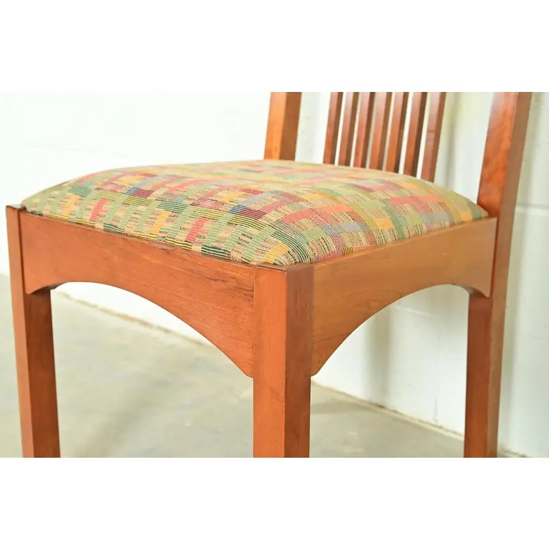 Stickley Arts & Crafts Cherry Wood High Back Spindle Dining Chairs, Set of Four - Image 8