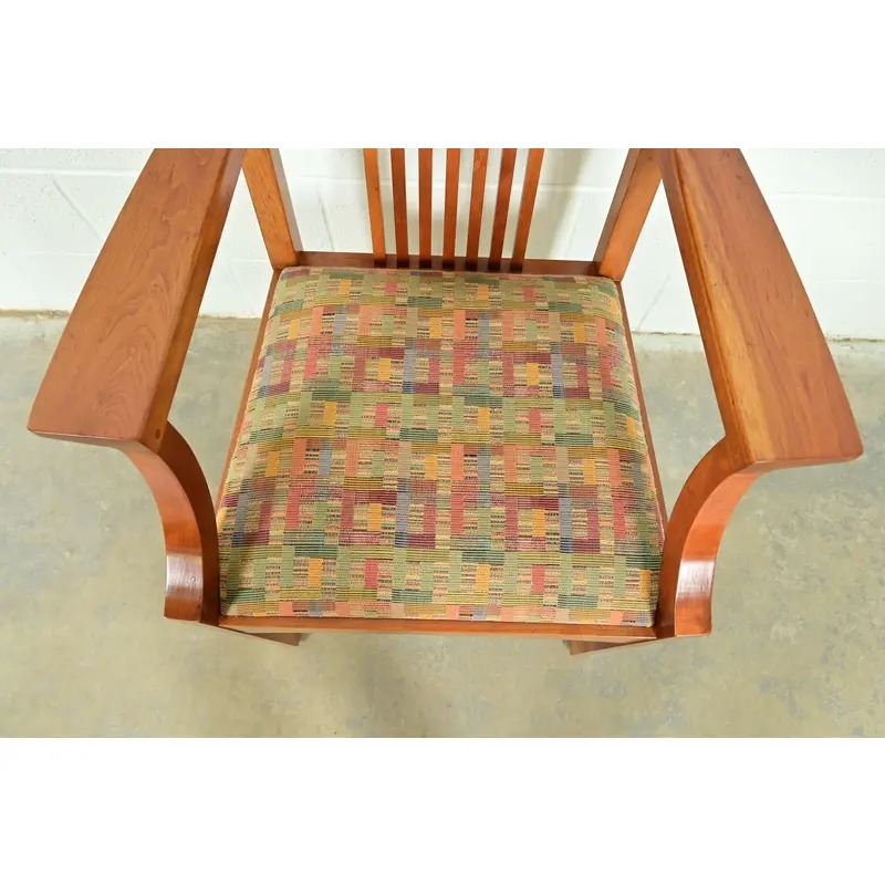 Stickley Arts & Crafts Cherry Wood High Back Spindle Dining Chairs, Set of Six - Image 8