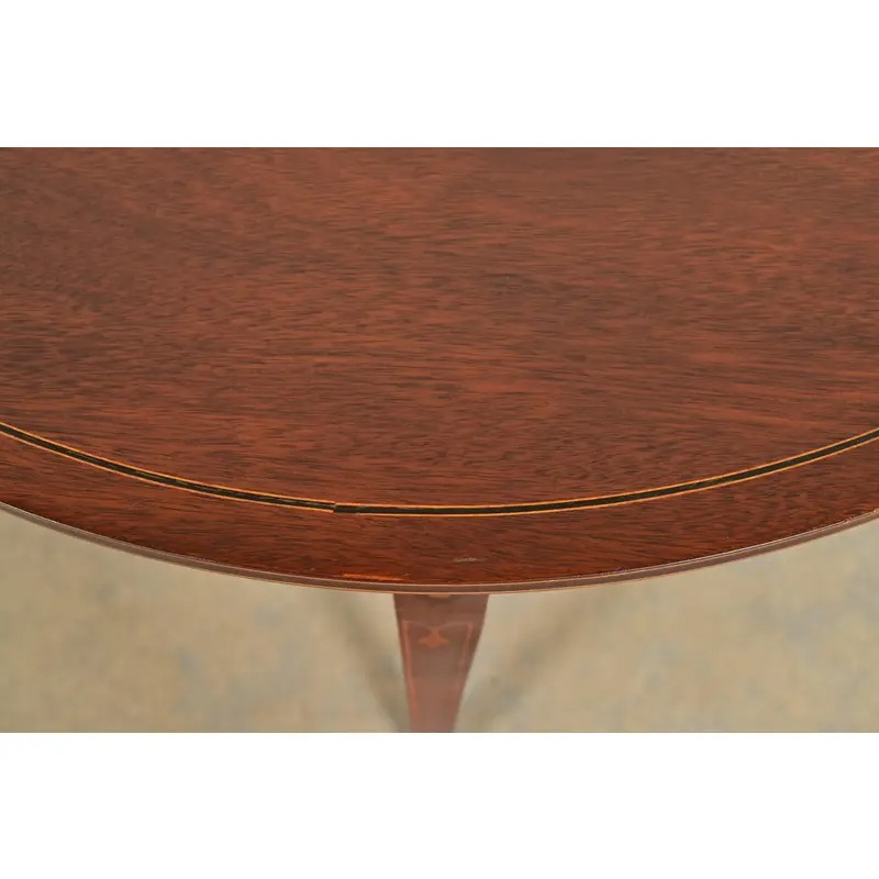 Baker Furniture Federal Inlaid Mahogany Flip-Top Demilune Console Table or Entry Table - Image 9
