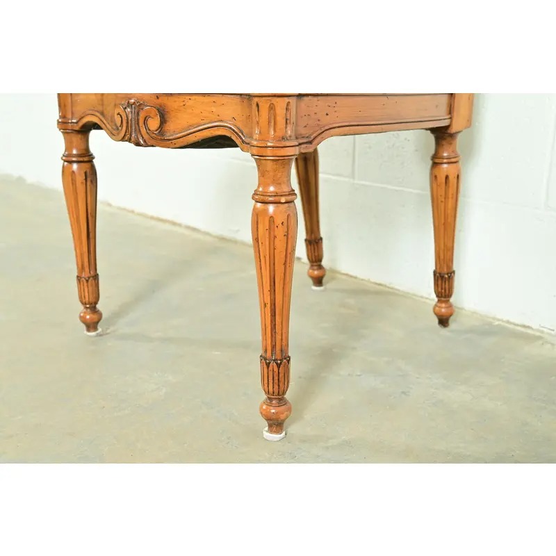 Baker Furniture Style French Regency Louis XVI Carved Walnut Dining Chairs, Set of Four - Image 9