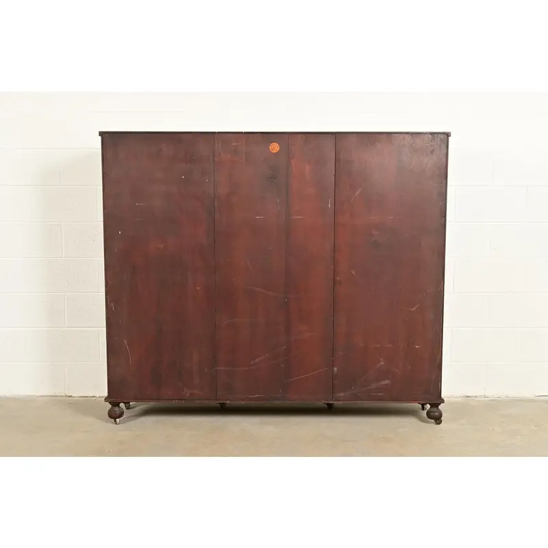 Berkey & Gay Antique Victorian Carved Mahogany Triple Bookcase or Display Cabinet, Circa 1890s - Image 9