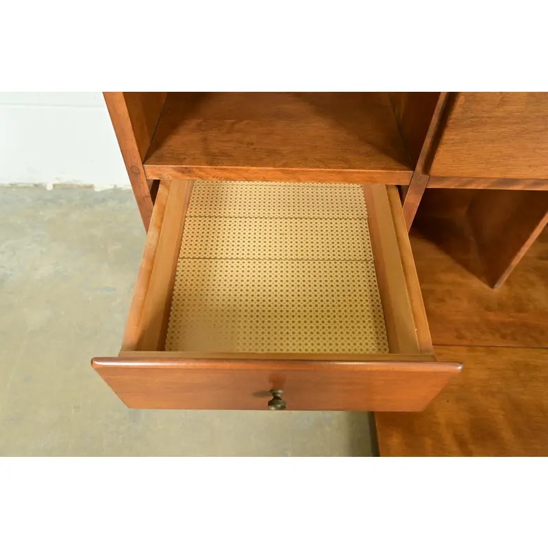 Ethan Allen American Colonial Solid Maple Secretary Desk Hutch Top or Wall Unit, Circa 1970s - Image 9