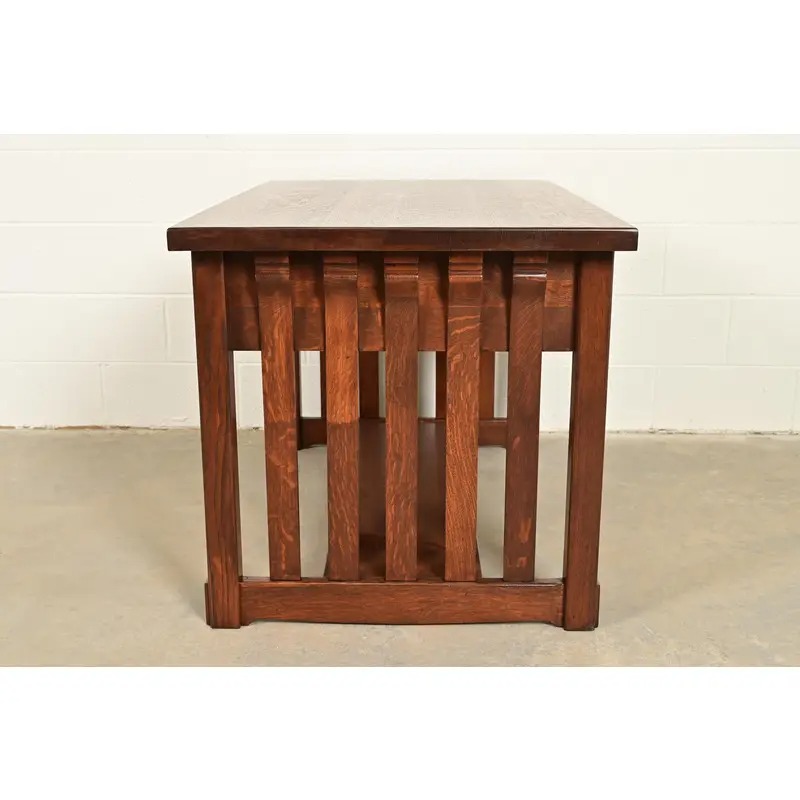 Imperial Furniture Grand Rapids Antique Mission Oak Arts & Crafts Writing Desk or Library Table, Newly Refinished - Image 9