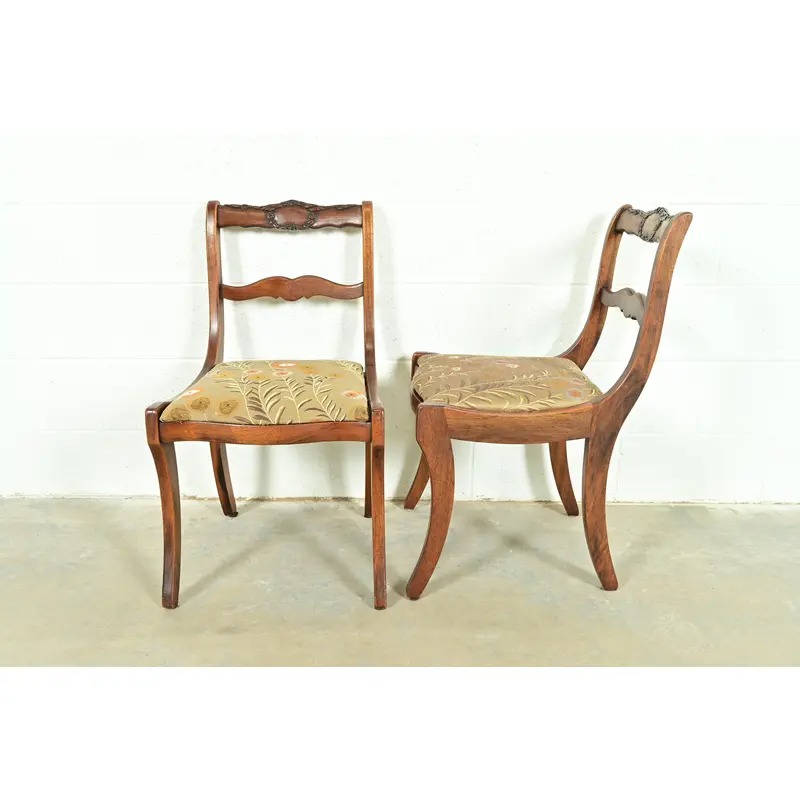 Kindel Furniture Style Regency Carved Solid Mahogany Side Chairs or Dining Chairs, Pair - Image 9