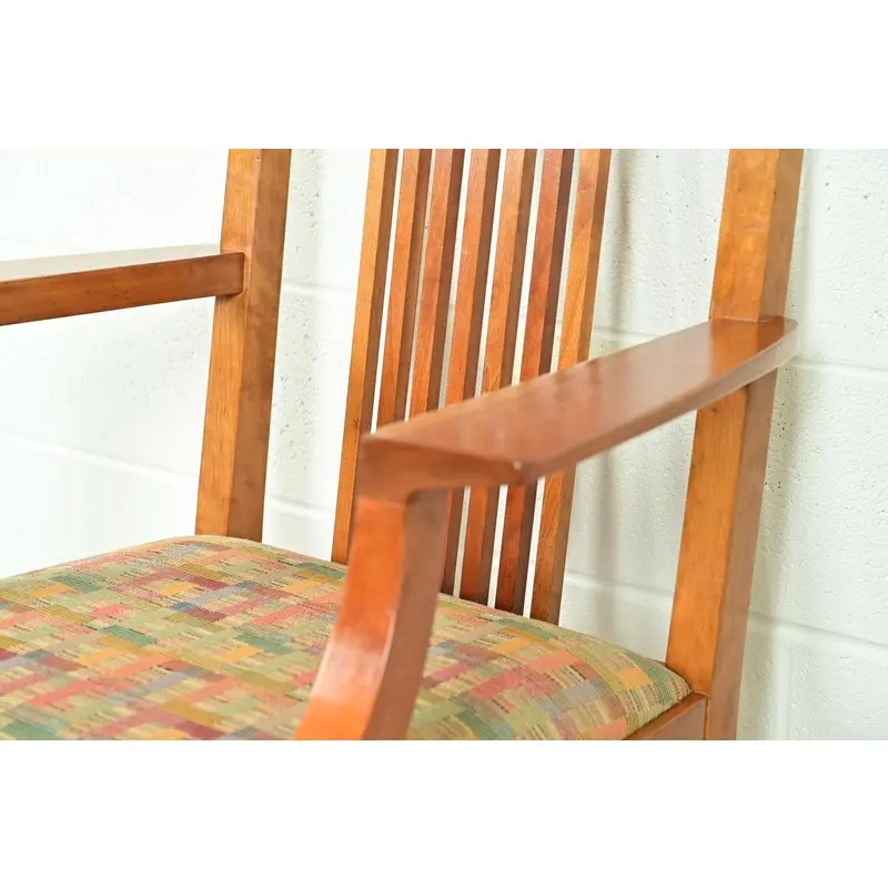 Stickley Arts & Crafts Cherry Wood High Back Spindle Dining Chairs, Set of Six - Image 9