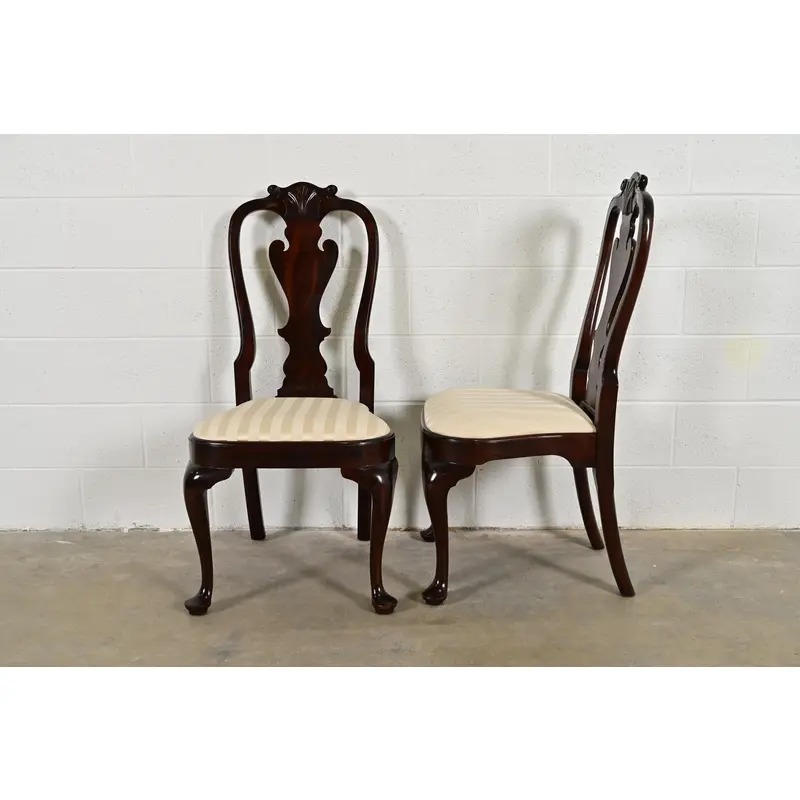 Stickley Queen Anne Carved Solid Mahogany Dining Chairs, Set of Six - Image 9