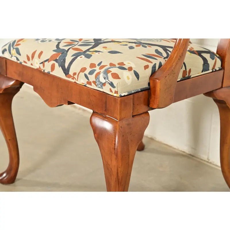 Baker Furniture Queen Anne Carved Walnut Dining Chairs, Set of Six - Image 10