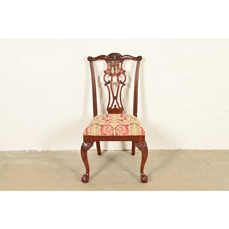 Ethan Allen Chippendale Carved Mahogany Dining Chairs, Set of Eight - Image 10