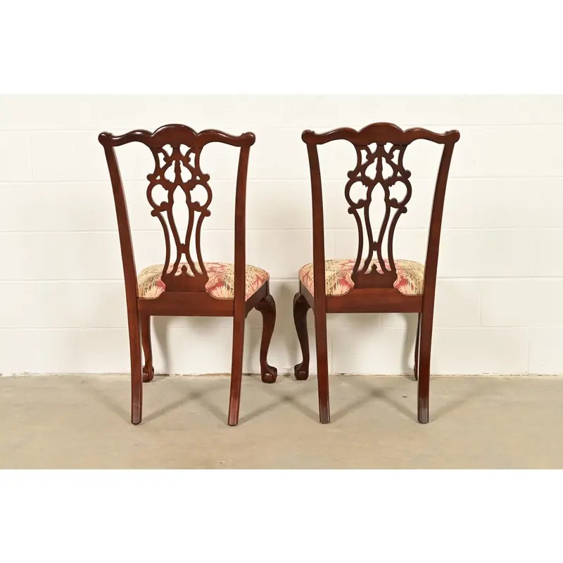 Ethan Allen Chippendale Carved Mahogany Dining Chairs, Set of Six - Image 10