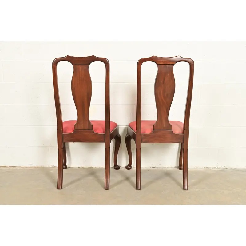 Henkel Harris Queen Anne Solid Mahogany Dining Chairs, Set of Four - Image 10