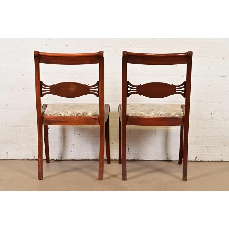 Kindel Furniture Style Regency Carved Mahogany Side Chairs or Dining Chairs, Set of Three - Image 10
