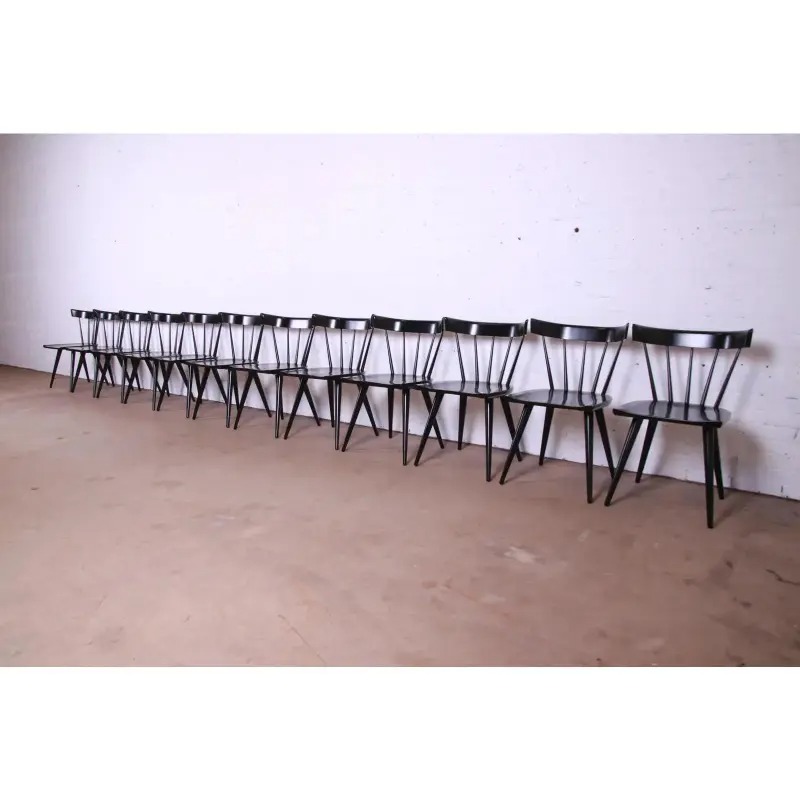 Paul McCobb Planner Group Mid-Century Modern Black Lacquered Spindle Back Dining Chair, Newly Refinished - Image 10