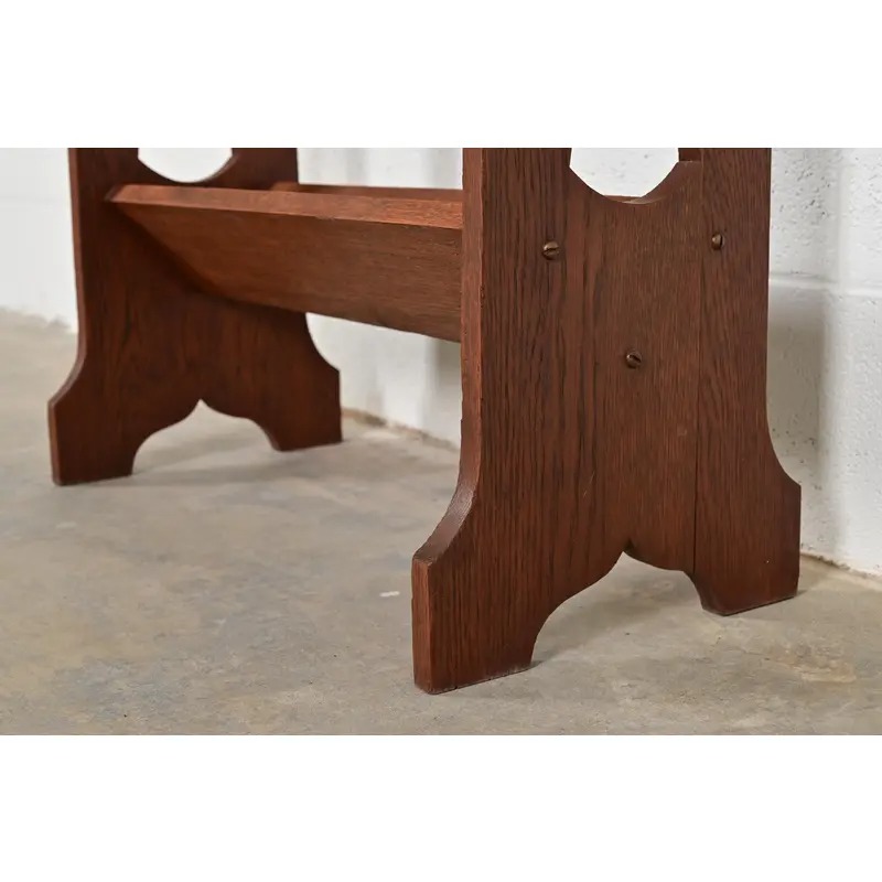 Stickley Brothers Style Antique Mission Oak Arts & Crafts Secretary Desk With Stained Glass Doors, Circa 1900 - Image 10