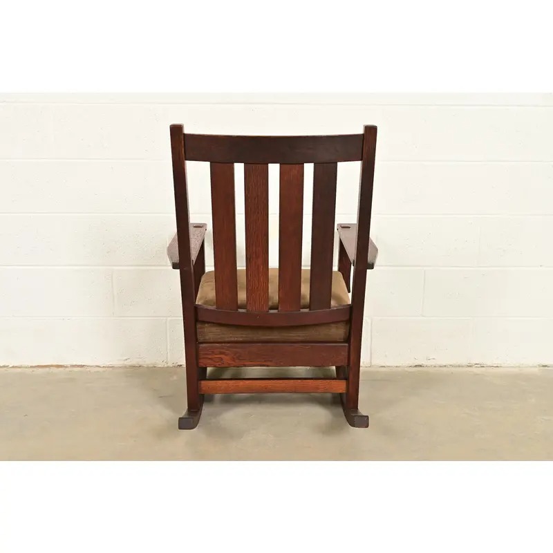 Stickley Style Antique Mission Oak Arts & Crafts Rocking Chair, Circa 1910 - Image 10