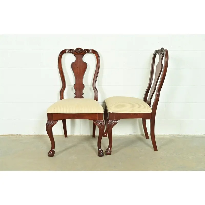 Thomasville Chippendale Carved Cherry Wood Side Chairs or Dining Chairs, Pair - Image 10
