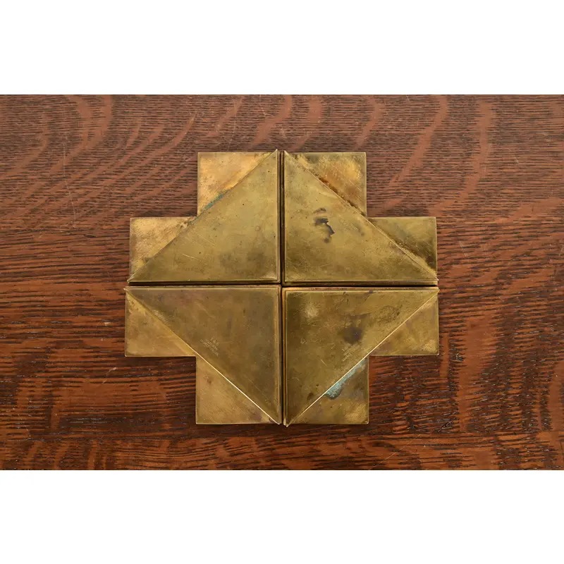 Tiffany Studios New York Bookmark Pattern Bronze Doré and Enamel Blotter Corners With Leather Desk Blotter - Image 10