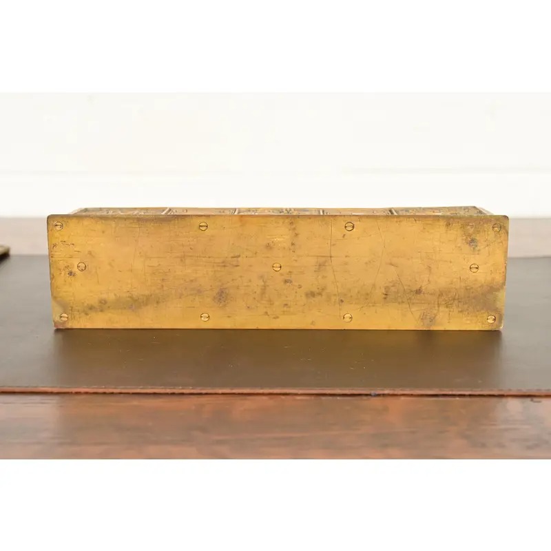 Tiffany Studios New York Bookmark Pattern Bronze Doré and Enamel Letter Rack - Image 10
