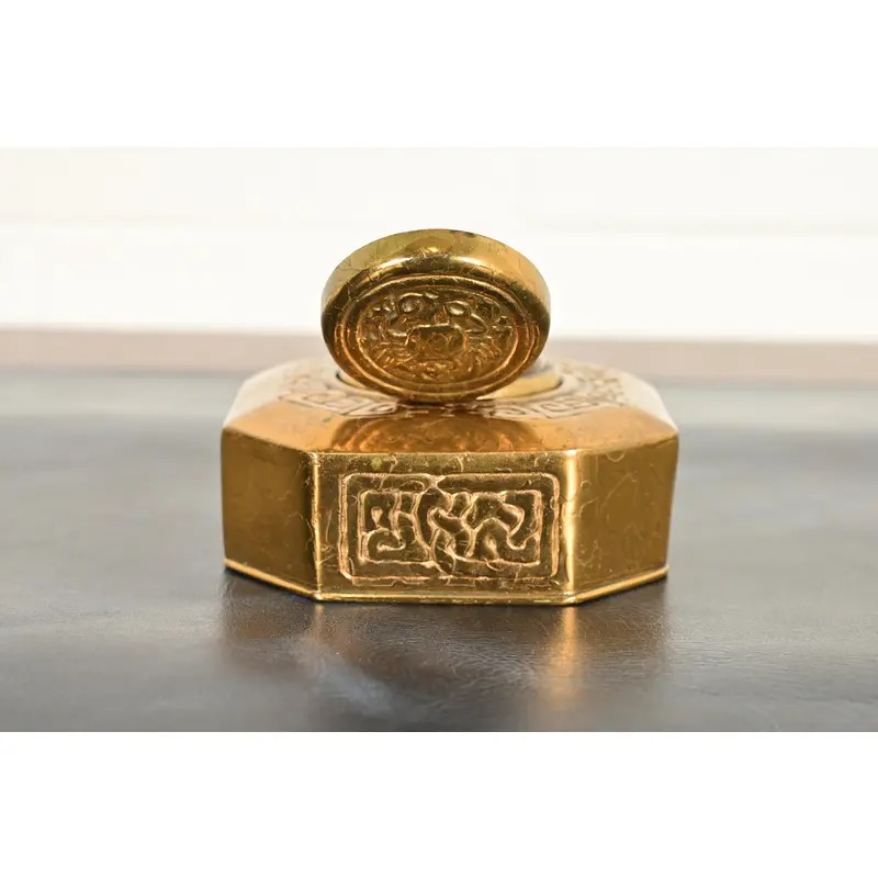 Tiffany Studios New York Zodiac Bronze Doré Inkwell - Image 10