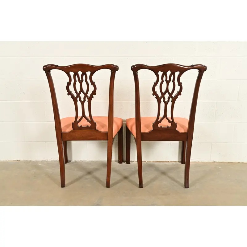 Baker Furniture Georgian Carved Mahogany Dining Chairs, Set of Four - Image 11