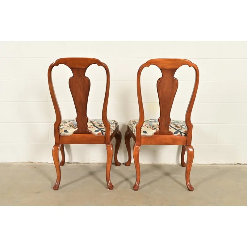 Baker Furniture Queen Anne Carved Walnut Side Chairs or Dining Chairs, Pair - Image 11