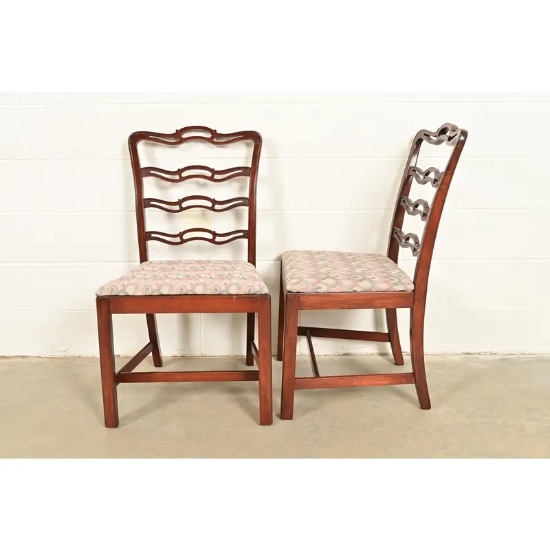 Baker Furniture Style Georgian Carved Mahogany Dining Chairs, Set of Four - Image 11