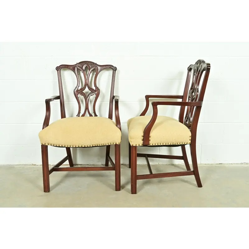 Baker Furniture Style Georgian Carved Mahogany Dining Chairs, Set of Six - Image 11