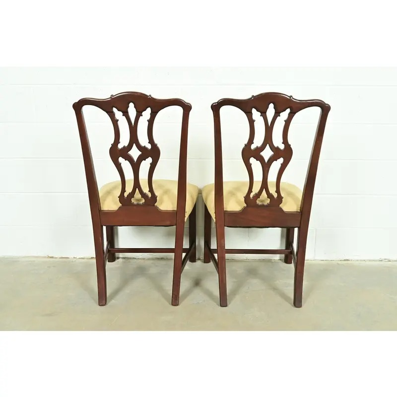 Baker Furniture Style Georgian Carved Mahogany Side Chairs or Dining Chairs, Pair - Image 11