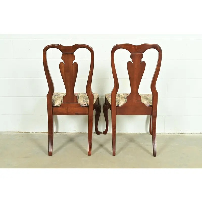 Baker Furniture Style Queen Anne Solid Cherry Wood Dining Chairs, Set of Six - Image 11