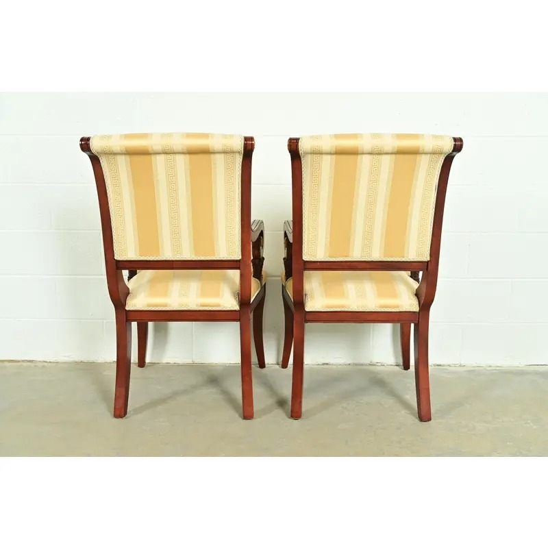 Baker Furniture Style Regency Carved Mahogany Armchairs, Pair - Image 11