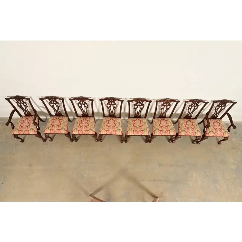 Ethan Allen Chippendale Carved Mahogany Dining Chairs, Set of Eight - Image 11