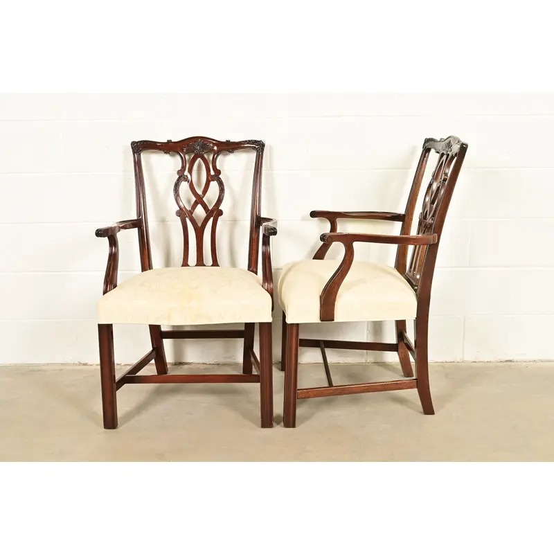Kindel Furniture Georgian Carved Mahogany Armchairs, Pair - Image 11