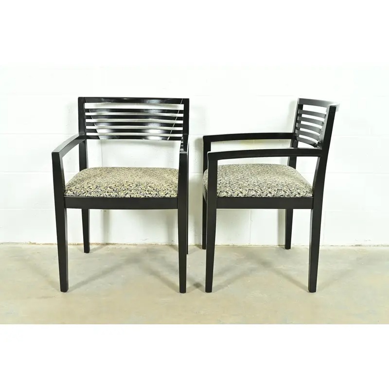 Knoll Postmodern Black Lacquered Ricchio Dining Chairs, Set of Eight - Image 11