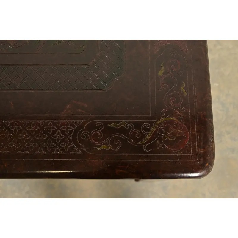 Mario Buatta for John Widdicomb Hollywood Regency Chinoiserie Faux Tortoise Shell Extension Dining Table, Circa 1970s - Image 11