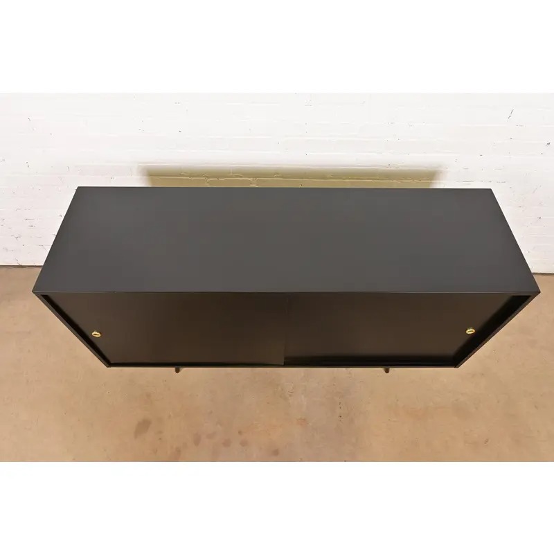 Paul McCobb Planner Group Mid-Century Modern Black Lacquered Sideboard Credenza, Newly Refinished - Image 11