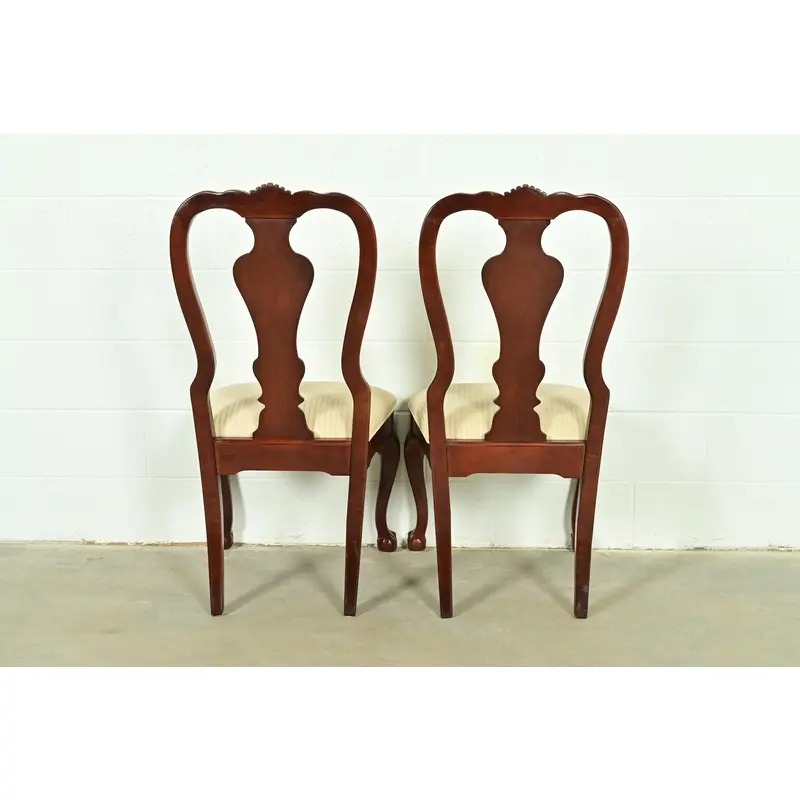 Thomasville Chippendale Carved Cherry Wood Side Chairs or Dining Chairs, Pair - Image 11