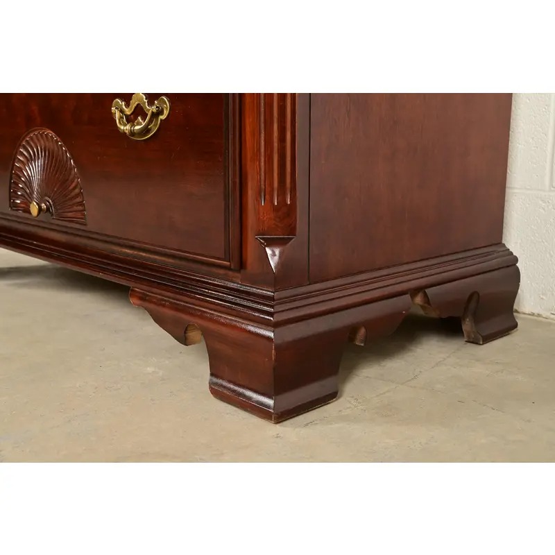 Thomasville Georgian Carved Cherry Wood Highboy Dresser, Circa 1980s - Image 10