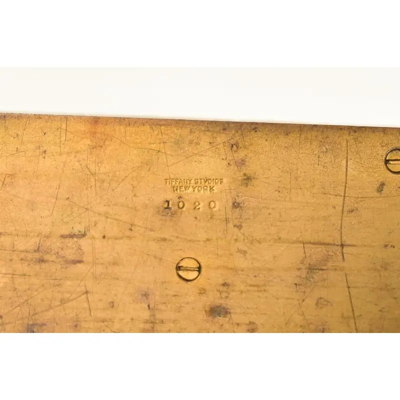 Tiffany Studios New York Bookmark Pattern Bronze Doré and Enamel Letter Rack - Image 11